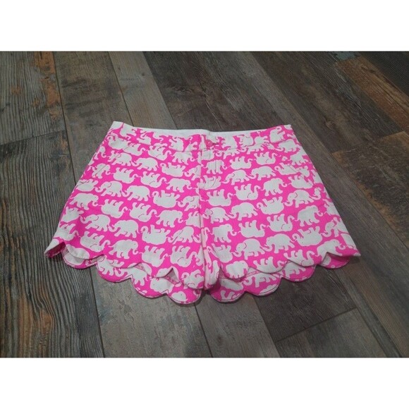 Lilly Pulitzer Buttercup Short Bright Pink white elephant print shorts SZ 4 B13 - Picture 2 of 7